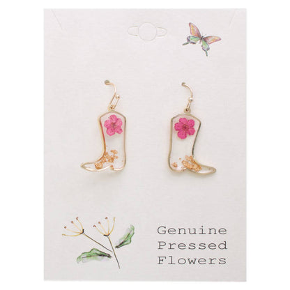 Boots Pressed Flower Earrings