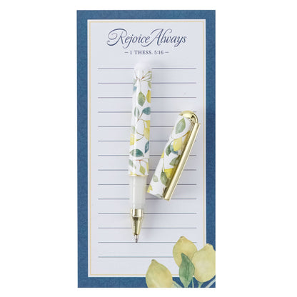 Magnetic Notepad w/Pen Rejoice Always 1 Thess. 5:16