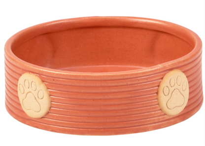 Coral Paw Print Pet Bowl