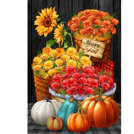Baskets of Mums Garden Flag