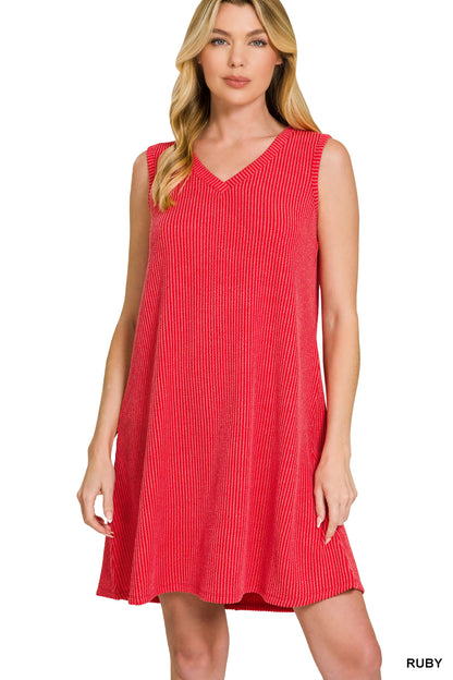 Raised Rib Sleeveless Mini Dress