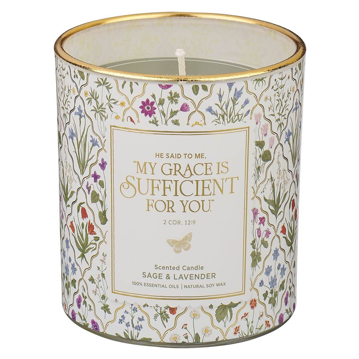 Glass Candle My Grace Is Sufficient For You 2 Cor. 12:9