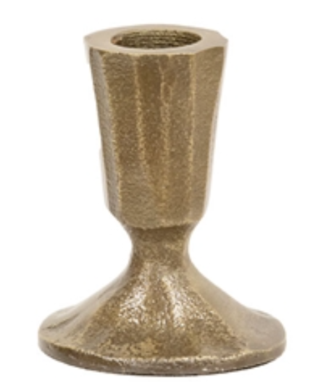 Gold Painted Cast Iron Taper Candle Holder