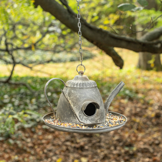 Aged Teapot Birdhouse - Metal