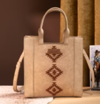 Wrangler Aztec Embroidered Tote Bag With Cross-body Strap