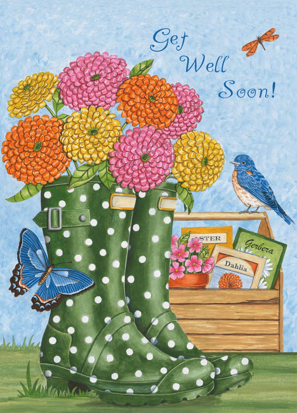 Boots in Garden - Get Well Greeting Card