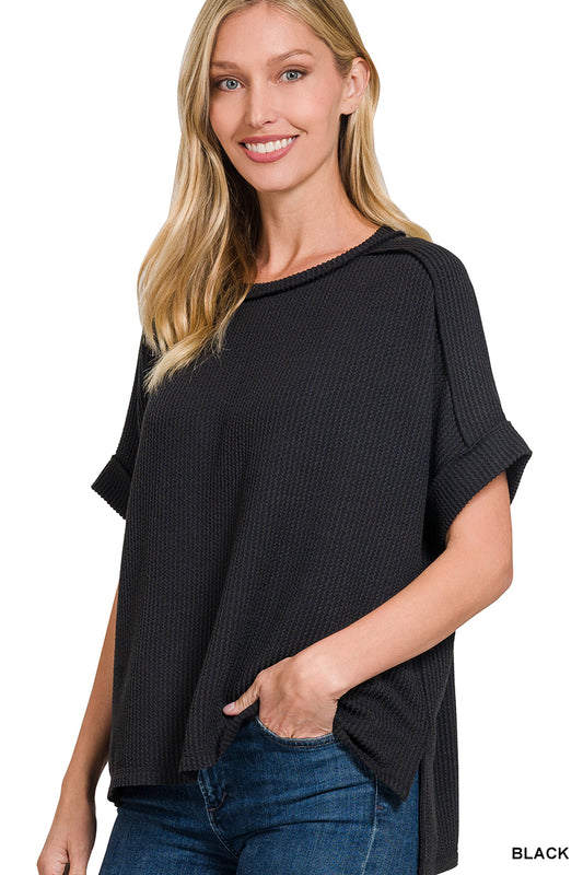 Raised Ribbed, Raw Edge Top - Color Options