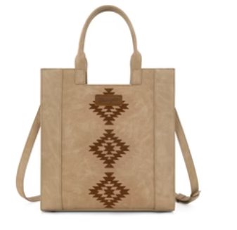 Wrangler Aztec Embroidered Tote Bag With Cross-body Strap