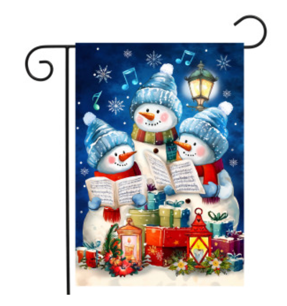Singing Snowmen Garden Flag