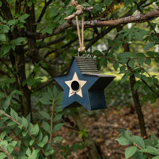 Blue Star Shaped Metal Birdhouse