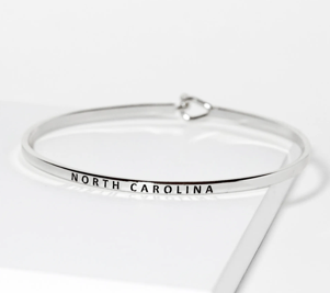 North Carolina Engraved Bangle Bracelet - Gold or Silver Tone