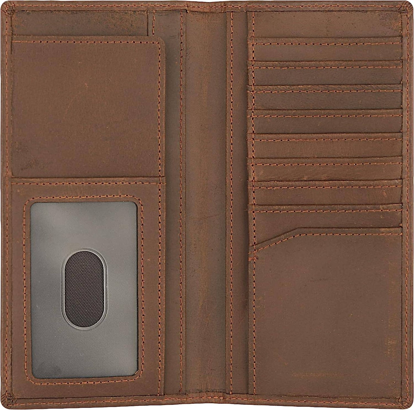 Genuine Leather Long Bifold Wallet