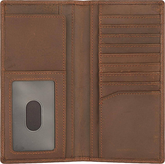 Genuine Leather Long Bifold Wallet