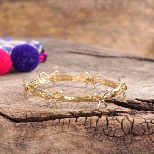 Bow Bangle Bracelet - Gold or Silver Tone