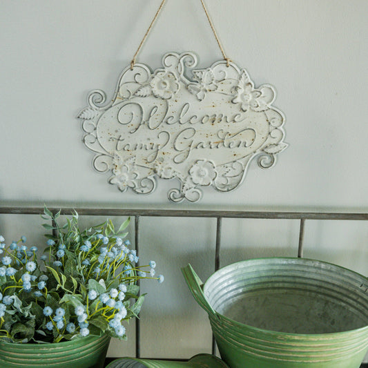 Welcome to My Garden Hanging Metal Sign