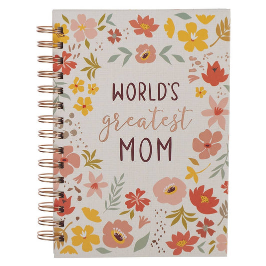 Peach Floral World's Greatest Mom Wirebound Notebook Journal
