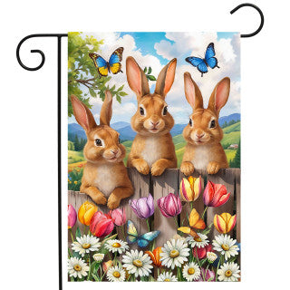 Bunny Greeting Garden Flag