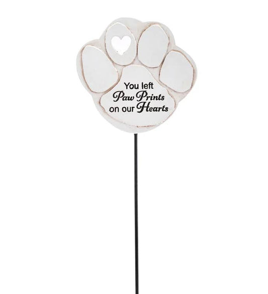 You Left Paw Prints on Our Hearts Memorial Garden or Plant Pick
