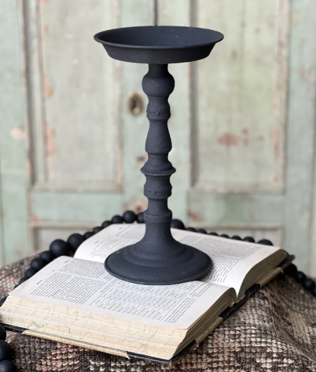 Verona Pillar Candle Pedestal - Black Metal - 12"