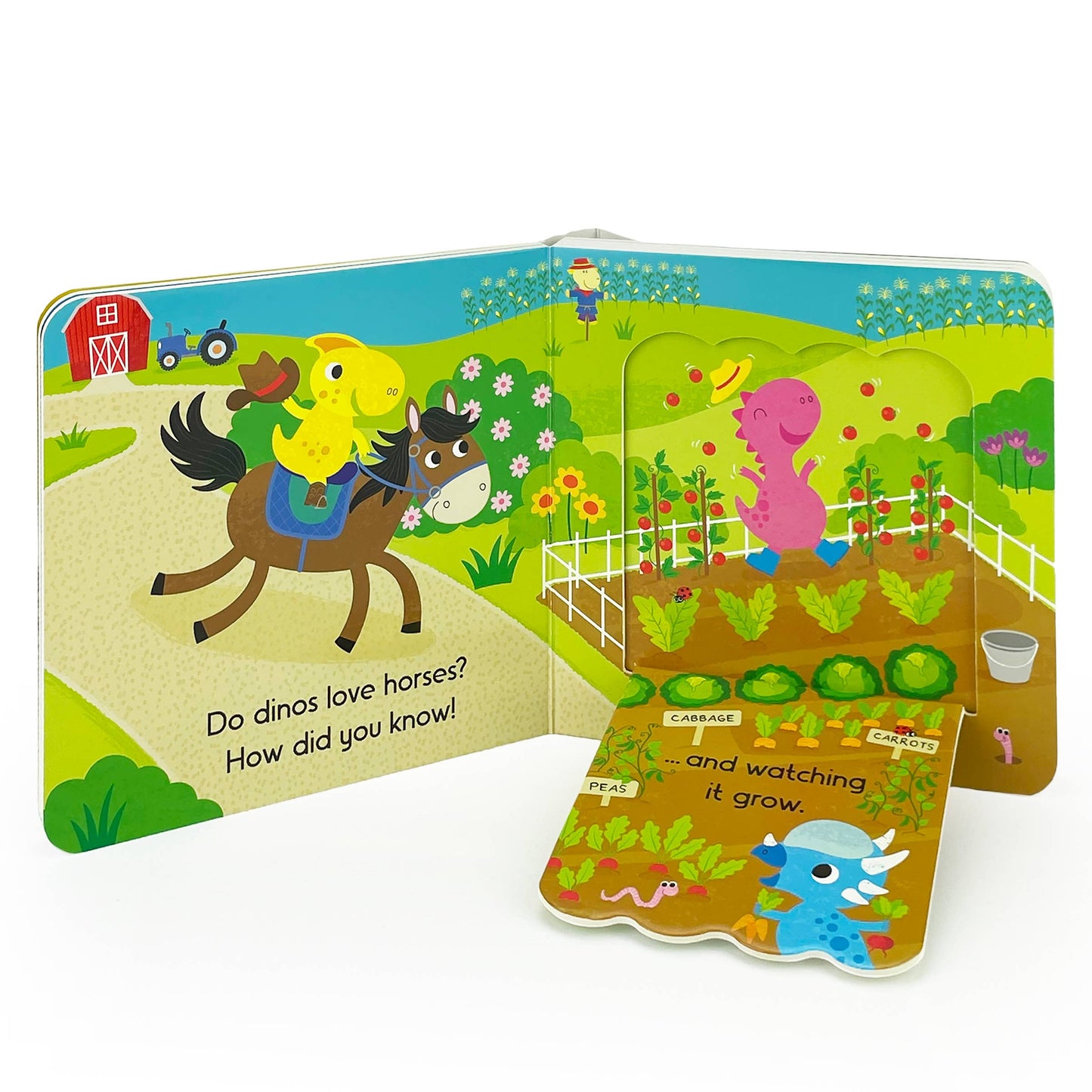 Dinos Love Tractors Farm Lift-a-Flap Dinosaur Board Book
