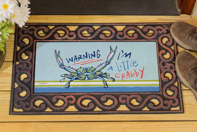 Sea Adventure - Warning I'm a Little Crabby Sassafras Doormat Insert