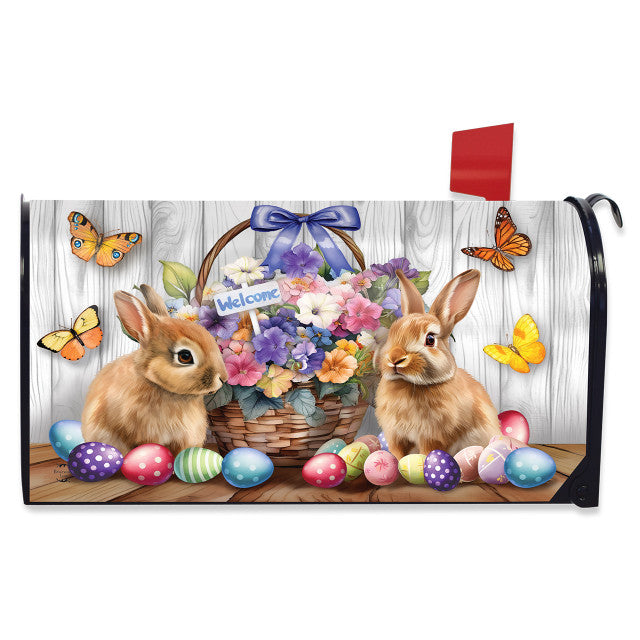 Welcome Bunny and Basket Standard Size Mailbox Cover