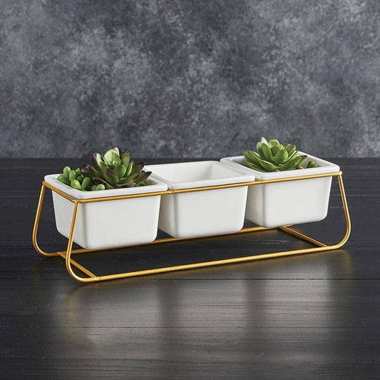 Square Pot Trio With Base Holder