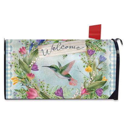 Hummingbird Wreath Mailbox Cover - Standard Size