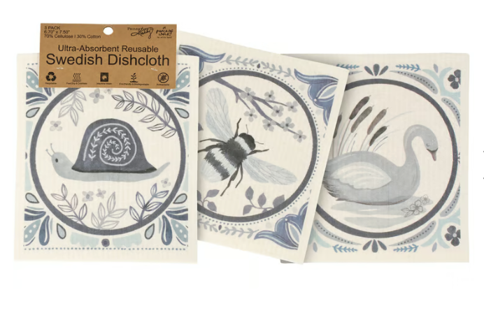 Indigo Tiles Swedish Dishcloth - Set of 3