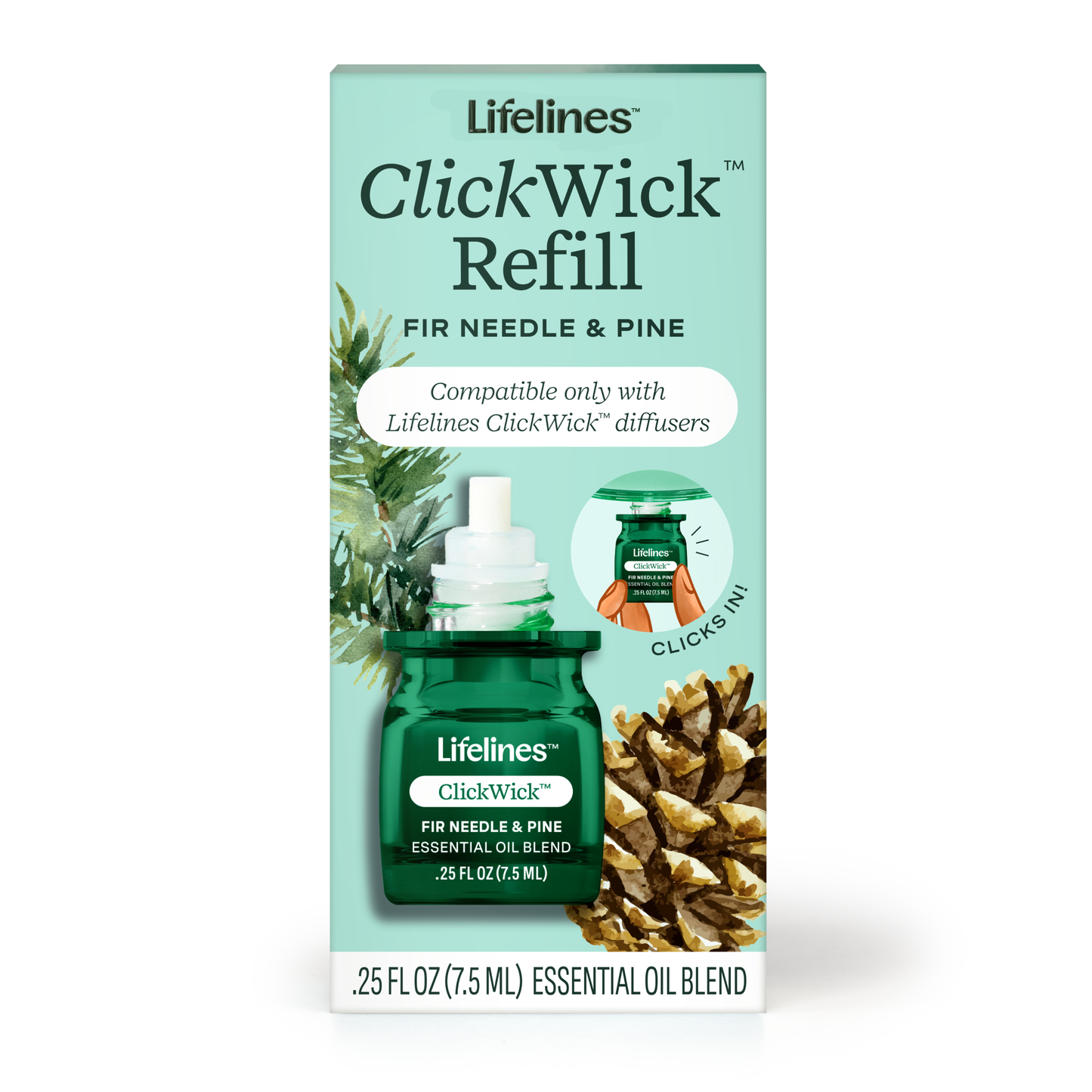 Lifelines ClickWick Fir Needle and Pine Refill-Candle/Plant/ Shower