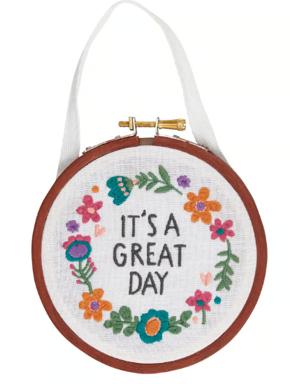 It's A Great Day Embroidered Hoop Decor