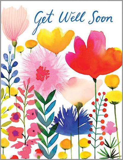 Get Well Soon Greeting Card - Cheery Flower Stems