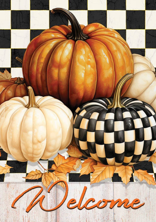 Checkered Pumpkin - Garden Flag