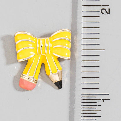 Enamel Pencil Bow Stud Earrings Great Teacher Gift