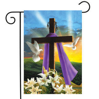 Easter Sunrise Cross Garden Flag