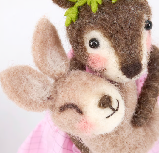 Rabbit Mother and Baby Felt Critter