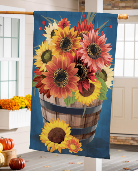 Barrel of Blooms House Flag 28" x 44"