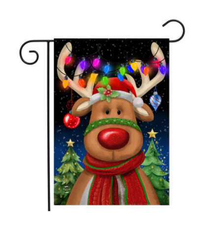 Festive Reindeer Garden Flag