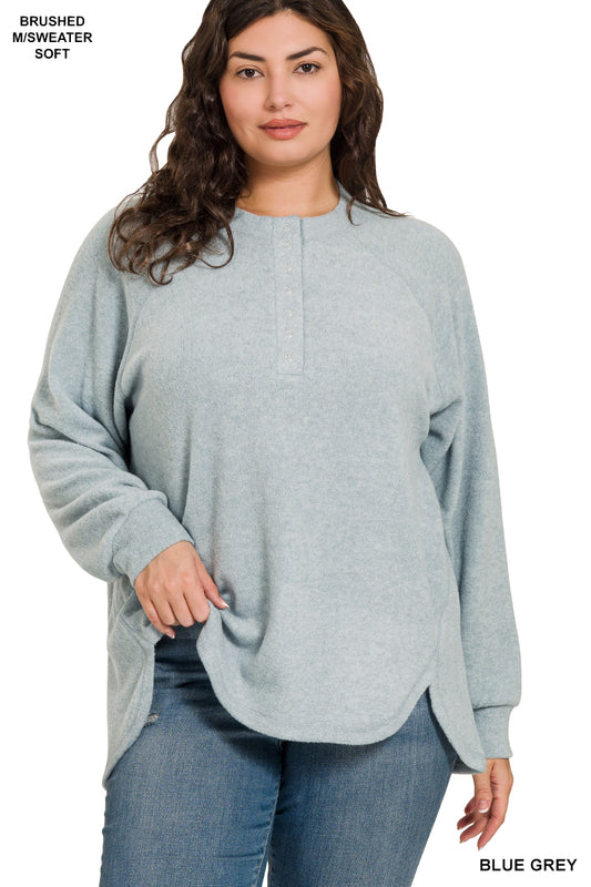 Brushed Melange Hacci 7-button Henley Top