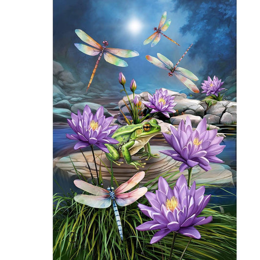 Dragonflies and Frog Garden Flag