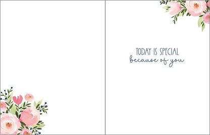 Birthday Greeting Card - Pink Roses