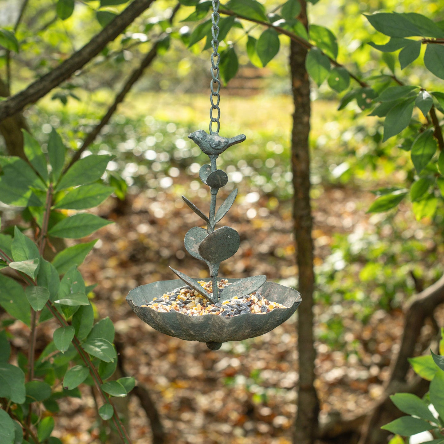 Aged Green Hanging Birdfeeder