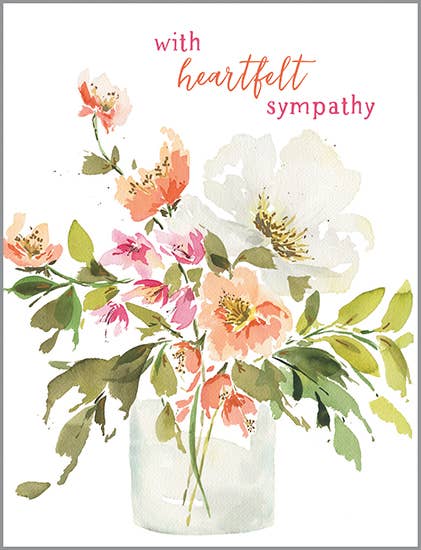 With Scripture Heartfelt Sympathy Greeting Card - Peach Bouquet