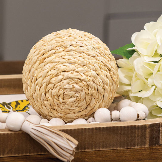 Woven Seagrass Decorative Ball 4" - 2 Colors