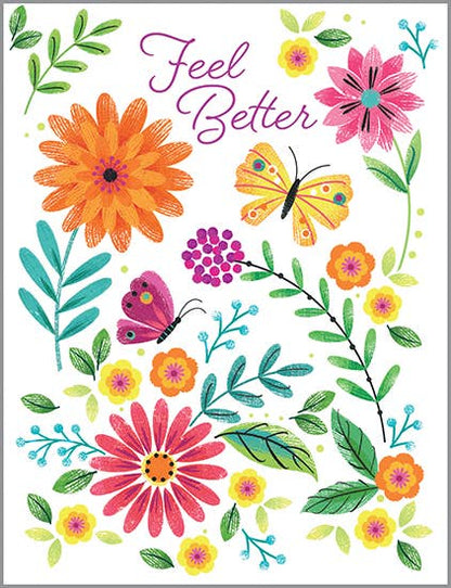 With Scripture Get Well Greeting Card - Butterfly and Stems