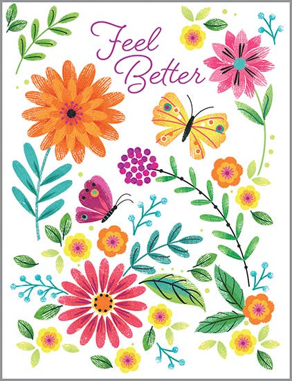 With Scripture Get Well Greeting Card - Butterfly and Stems