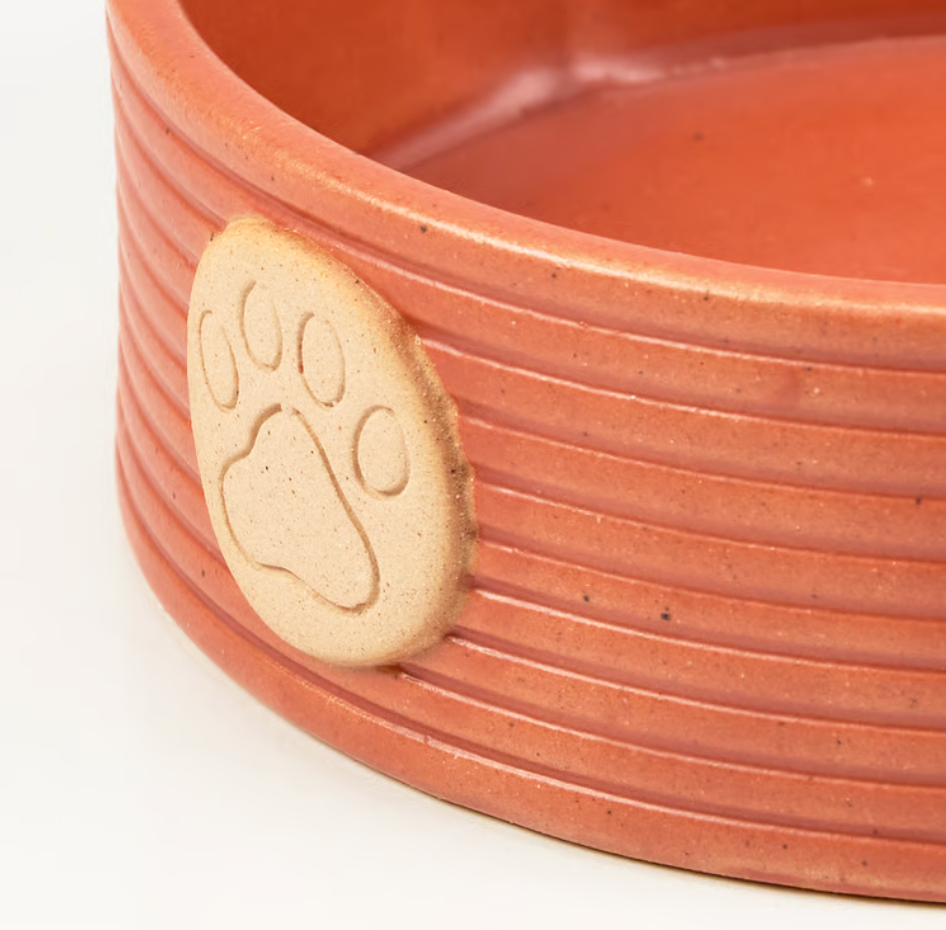 Coral Paw Print Pet Bowl
