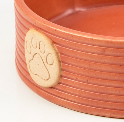 Coral Paw Print Pet Bowl