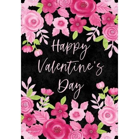Happy Valentine's Day Floral Garden Flag