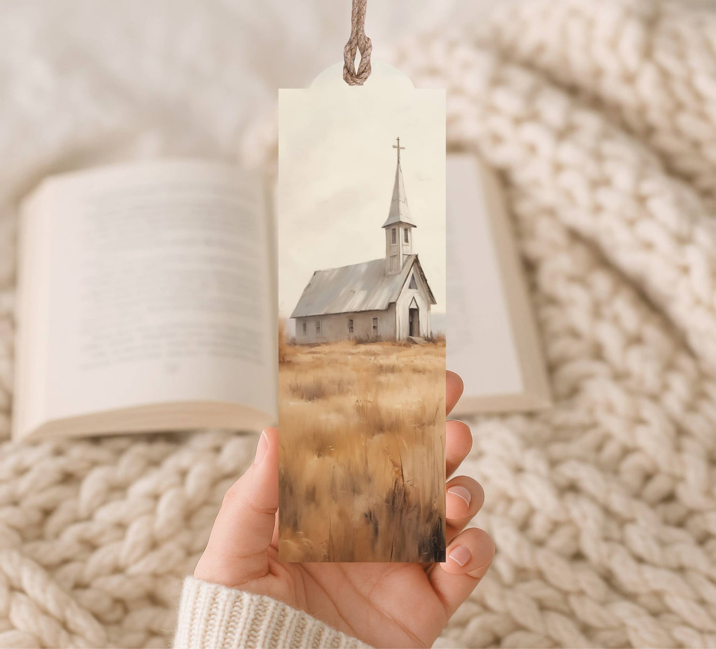 Country Church Wooden Bookmark